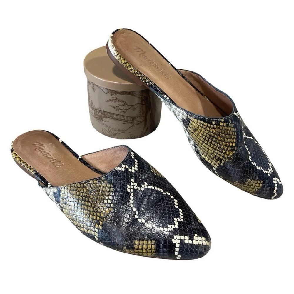 Madewell The Remi Mule in Snake Embossed Leather Women’s Size 6.5 Slip On Slide